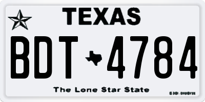 TX license plate BDT4784