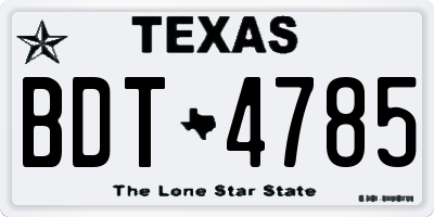 TX license plate BDT4785