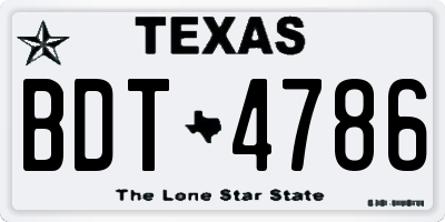 TX license plate BDT4786
