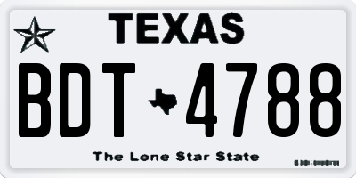 TX license plate BDT4788