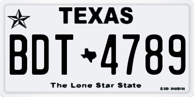 TX license plate BDT4789