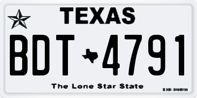 TX license plate BDT4791