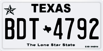 TX license plate BDT4792