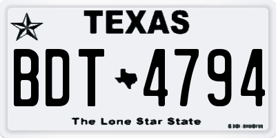 TX license plate BDT4794