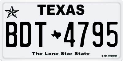TX license plate BDT4795