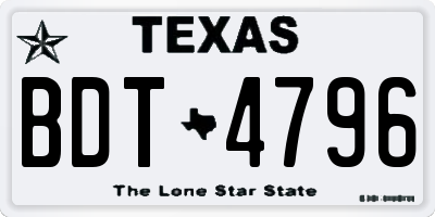 TX license plate BDT4796