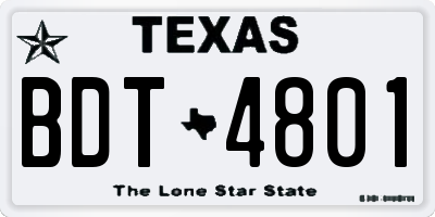 TX license plate BDT4801