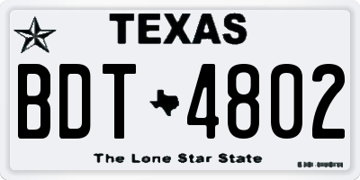 TX license plate BDT4802