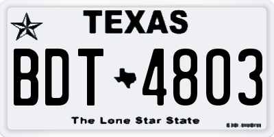 TX license plate BDT4803