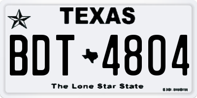 TX license plate BDT4804