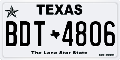 TX license plate BDT4806