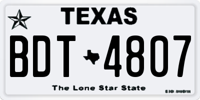 TX license plate BDT4807
