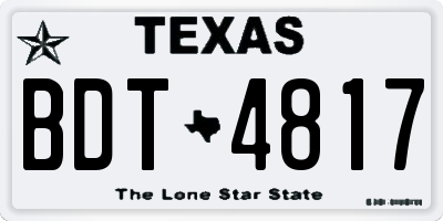 TX license plate BDT4817