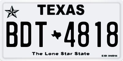 TX license plate BDT4818