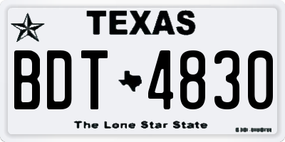 TX license plate BDT4830