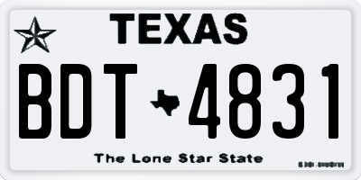 TX license plate BDT4831