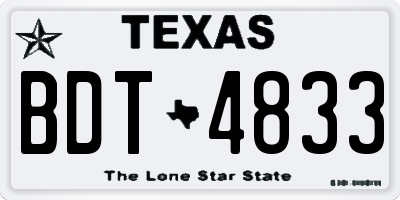 TX license plate BDT4833