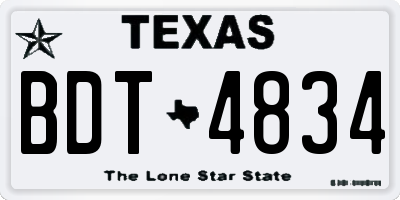 TX license plate BDT4834