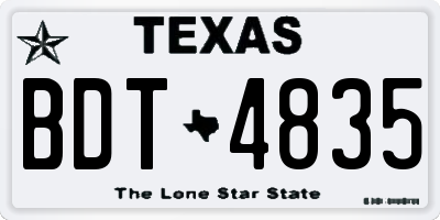 TX license plate BDT4835
