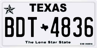 TX license plate BDT4836
