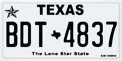 TX license plate BDT4837