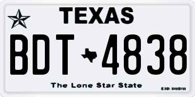 TX license plate BDT4838