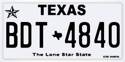 TX license plate BDT4840
