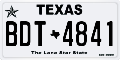 TX license plate BDT4841