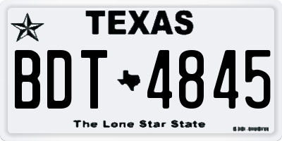 TX license plate BDT4845
