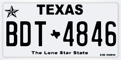 TX license plate BDT4846