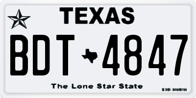 TX license plate BDT4847