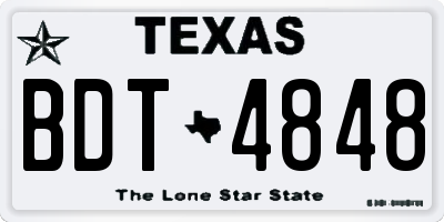 TX license plate BDT4848