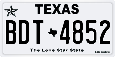 TX license plate BDT4852