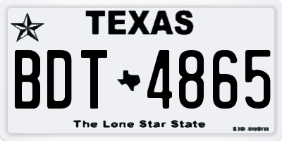 TX license plate BDT4865