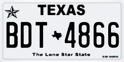 TX license plate BDT4866