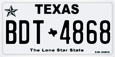 TX license plate BDT4868
