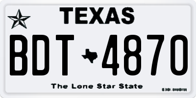 TX license plate BDT4870