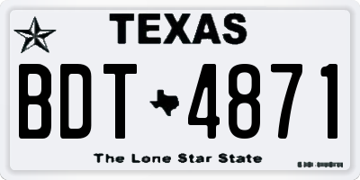 TX license plate BDT4871