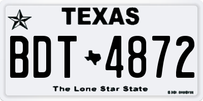 TX license plate BDT4872