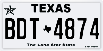 TX license plate BDT4874