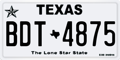 TX license plate BDT4875