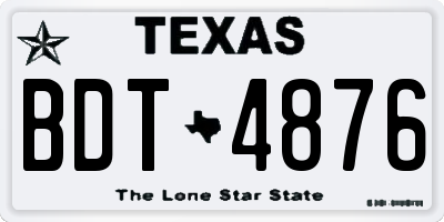 TX license plate BDT4876