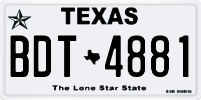 TX license plate BDT4881