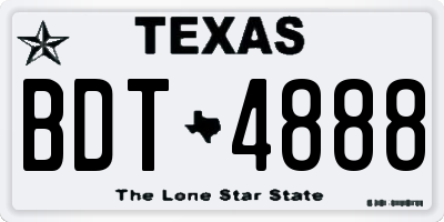 TX license plate BDT4888