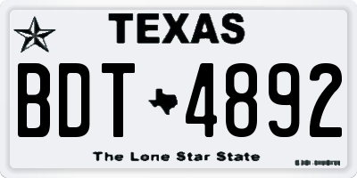 TX license plate BDT4892