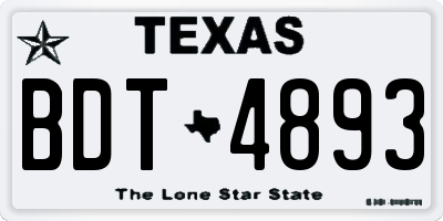 TX license plate BDT4893