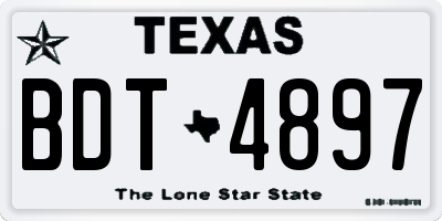 TX license plate BDT4897