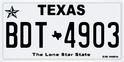 TX license plate BDT4903