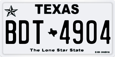 TX license plate BDT4904