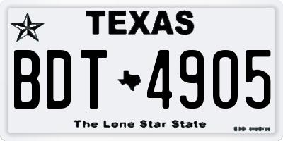 TX license plate BDT4905